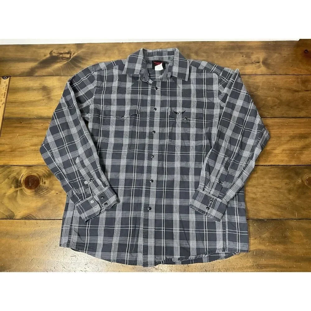 Wrangler Relentless Shirt Mens M Trevor Brevile Plaid Pearl Snap Western Plaid
